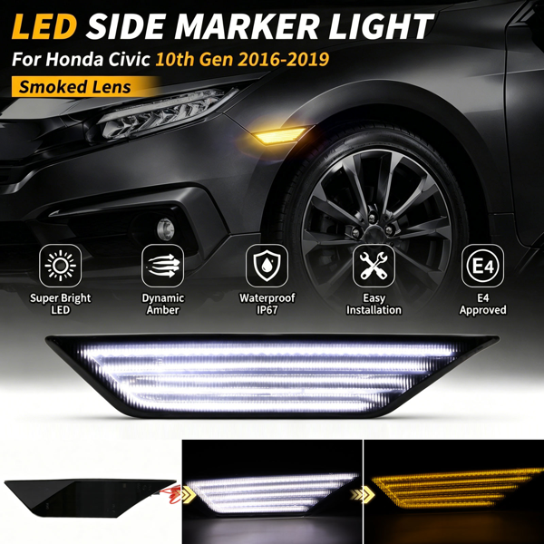 适用本田思域专用双色转向灯 LED 侧标志灯 HUS-11