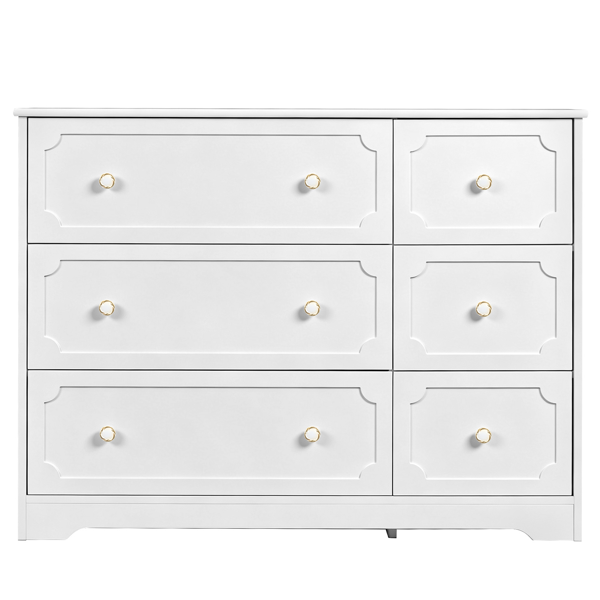 左3大抽屉+右3小抽屉密度板喷漆抽屉柜 108*40*82cm 白色-2