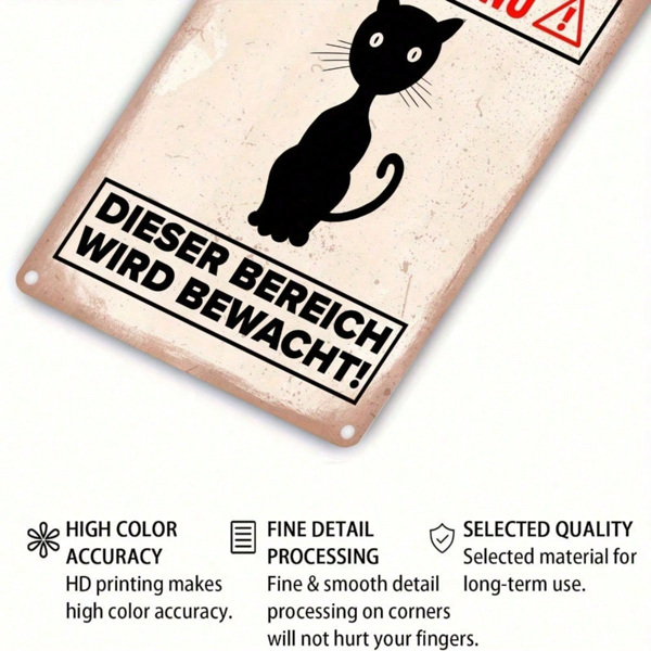 CIFbuy 猫警示区域 警戒铁皮标牌 8x12英寸 金属铭牌 2D 平面 无框 复古 猫爱好者装饰品 适用于家居墙面、花园、庭院（TikTok, temu 自提物流）-5