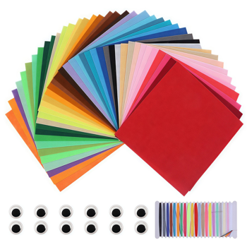 手工毛毡 1mm 40种颜色，20x30cm 毛毡布 毛毡板，适用于DIY手工、缝纫、拼布、儿童手工，无纺布，附带彩色绣花线，用于手工装饰项目