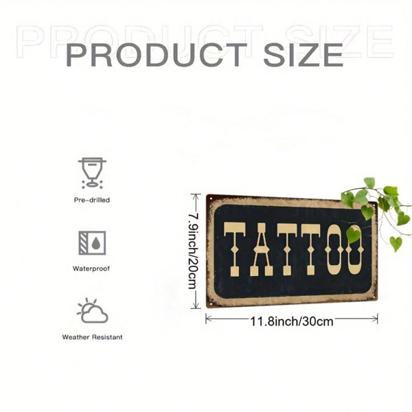 CIFbuy 复古纹身金属标牌 8x12 英寸 复古锡制铭牌，质朴墙面装饰 2D 平铁艺术，适用于家庭、酒吧、男士洞穴的创意装饰 （TikTok, temu 自提物流）-3