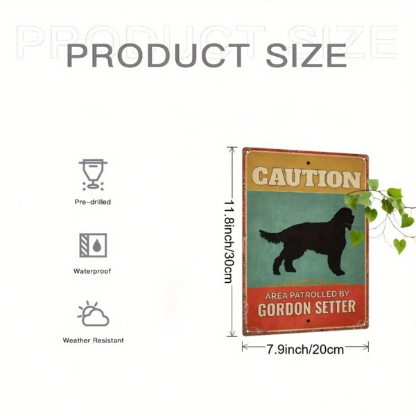 CIFbuy 复古戈登猎犬警示牌，2D平面金属铁质铭牌，趣味警示装饰，乡村风格花园门栏墙饰艺术 （TikTok, temu 自提物流）-3