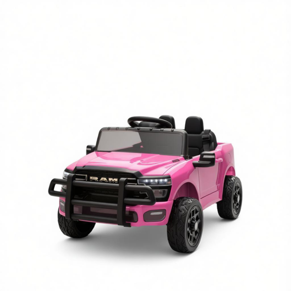粉红色12V RAM 3500骑乘车：双电机电动骑乘玩具，带家长遥控器，适合幼儿-2