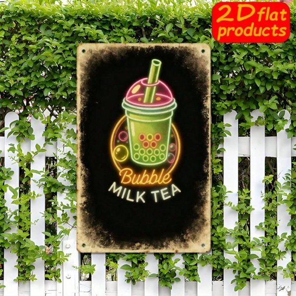 CIFbuy 复古无手机区圆形金属标牌，7.87英寸×7.87英寸，2D平面铁皮壁饰，简约黑红配色，预先打孔，1件装（TikTok, temu 自提物流）-5