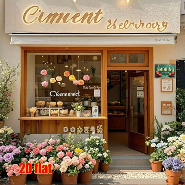 CIFbuy 1个复古青绿色与白色金属吸烟区标识，怀旧做旧2D平面墙饰，防水家居装饰标牌（TikTok, temu 自提物流）-5