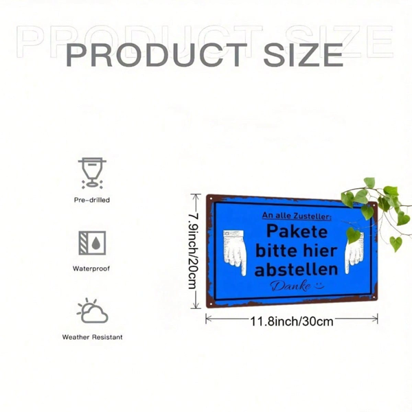 CIFbuy 1个创意2D平面方向指示牌，带德文文字，请放置于此处，手势图案墙饰，实用家居房间标识 （TikTok, temu 自提物流）-3