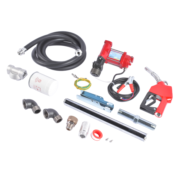 抽油泵 15GPM High Flow 12V Red Fuel Transfer Pump w/ Filters ＆ Hose Fit for Gasoline Diesel-2