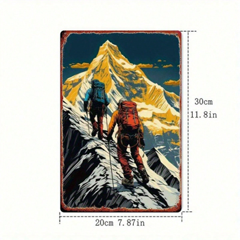 CIFbuy 1件 复古登山者雪山探险金属标牌，8x12英寸耐用锡板海报，复古户外探险墙饰A（TikTok, temu 自提物流）