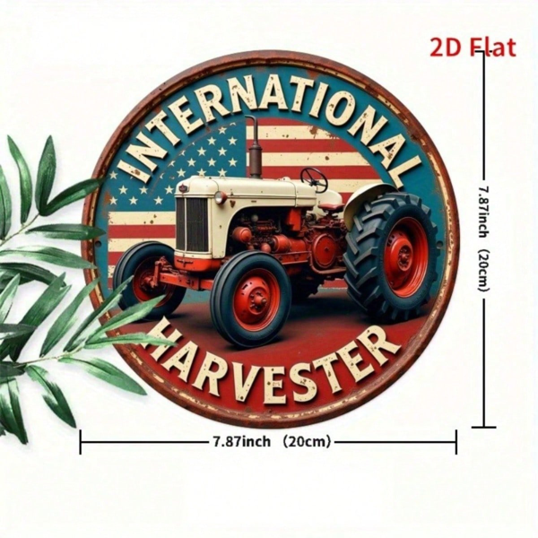 CIFbuy 复古国际收割机拖拉机锡制金属标牌 8x8 英寸，复古质朴农舍墙饰装饰，适用于酒吧、车库、酒馆、家居等场所 （TikTok, temu 自提物流）-3