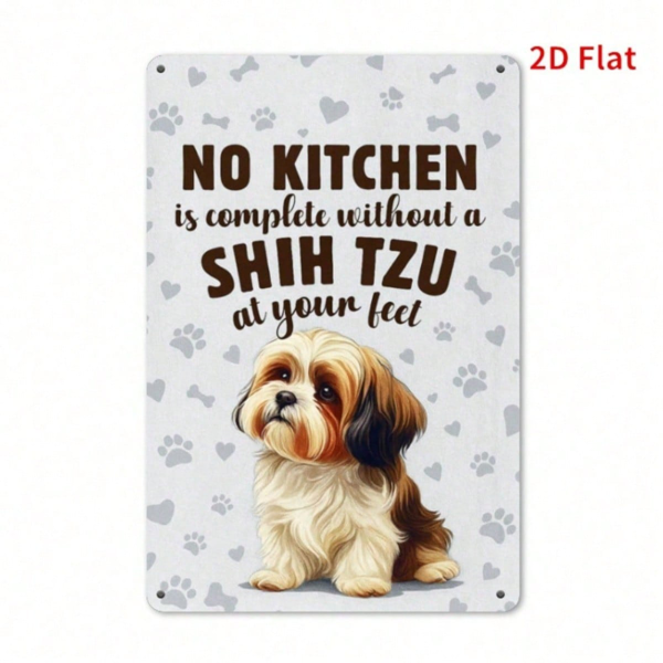 CIFbuy 西施犬复古金属牌匾标识，2D平面印刷趣味宠物墙饰，适用于家庭、卧室、办公室、咖啡馆、车库等室内装饰的锡制装饰牌（TikTok, temu 自提物流）-2