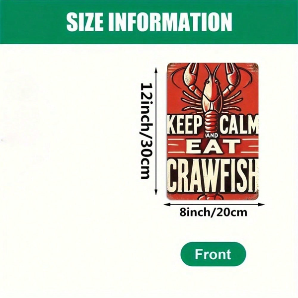 CIFbuy 1件 保持冷静 吃螃蟹 铁质墙饰 8x12英寸，趣味复古金属牌匾标识，复古厨房家居酒吧咖啡馆车库装饰挂饰（TikTok, temu 自提物流）-2
