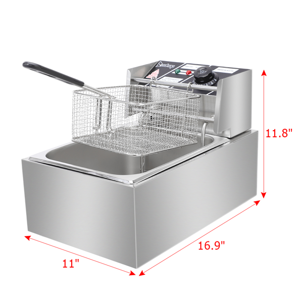 英规 IEF-81 220.00V 2500W 11.4QT/10.8L 电炸锅 银色 不锈钢 单缸-19