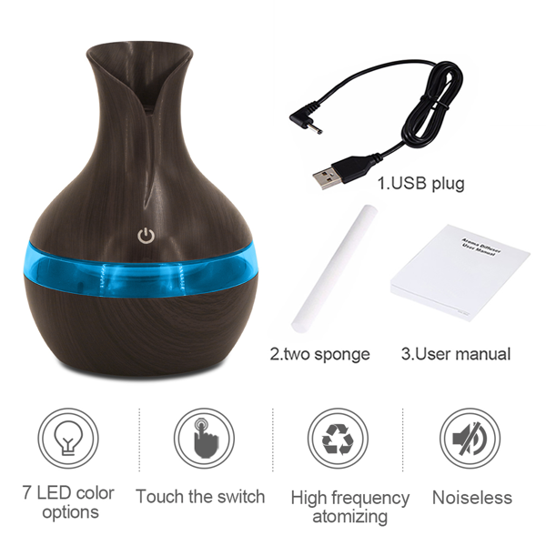 旅行办公两用便携式 USB 香薰扩香加湿器，300ml 紧凑型冷雾设计，舒缓干燥空气，配备 2 瓶香薰精油，非常适合汽车、桌面、卧室使用-6