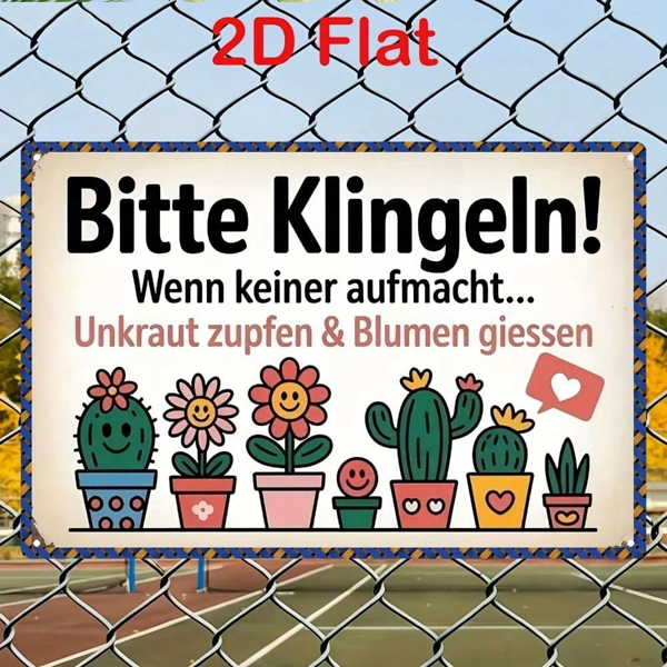 CIFbuy 1件 复古金属标牌 8x12英寸，质朴仙人掌花卉墙饰，附“请敲门”字样，适用于家居、花园、酒吧等的2D平面铁艺装饰（TikTok, temu 自提物流）-5