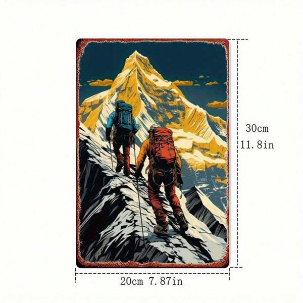 CIFbuy 1件 复古登山者雪山探险金属标牌，8x12英寸耐用锡板海报，复古户外探险墙饰A（TikTok, temu 自提物流）-8