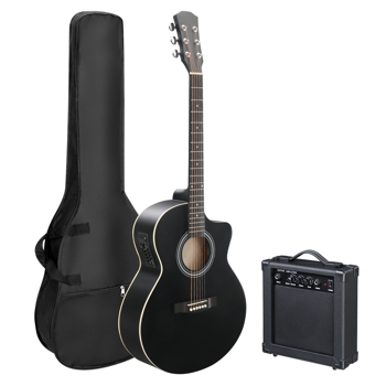 【替换37788227】KMA102 41寸 JF 缺角 椴木 带音箱 民谣吉他 黑色