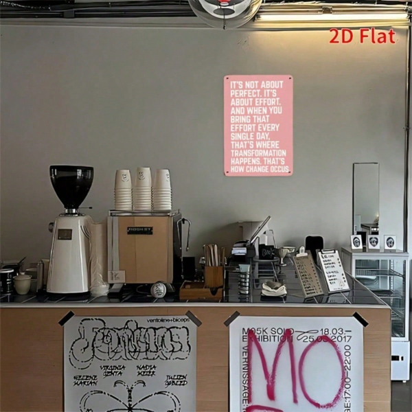 CIFbuy 复古金属墙饰：重要的不是完美，而是努力 2D 平铁标志 励志名言 家居 办公室 卧室 装饰（TikTok, temu 自提物流）-4