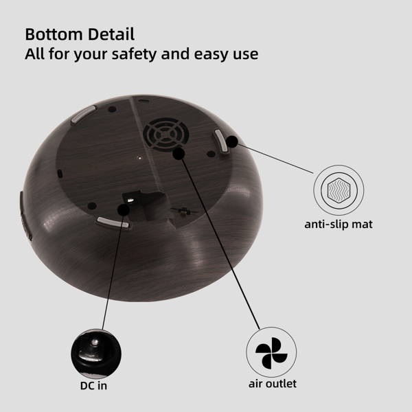 18.6oz Aromatherapy Essential Oil Diffuser Wood Grain Remote Control Ultrasonic Air Humidifier Cool 7 Color LED Light With 6 Oils-8