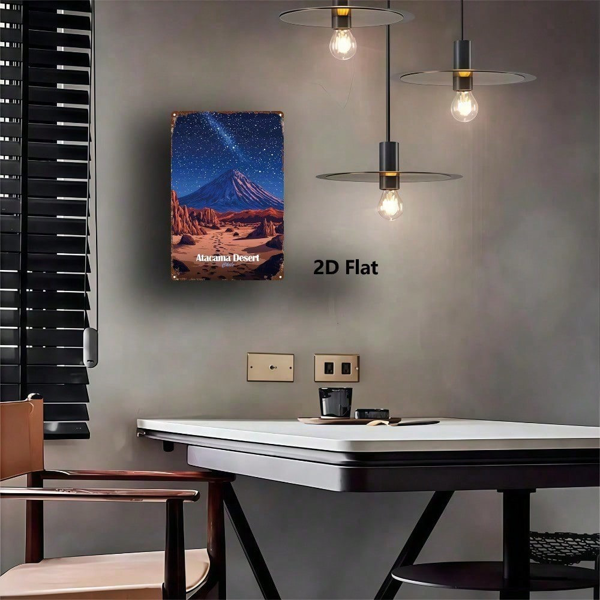 CIFbuy 1件 智利阿塔卡马沙漠夜空金属墙饰，做旧复古铁片，带星辰与地形图案，8x12英寸 2D平面装饰，适用于家居（TikTok, temu 自提物流）-4