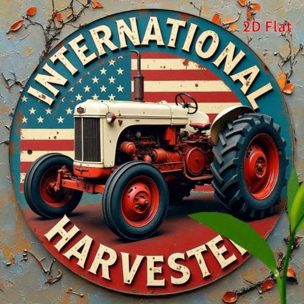 CIFbuy 复古国际收割机拖拉机锡制金属标牌 8x8 英寸，复古质朴农舍墙饰装饰，适用于酒吧、车库、酒馆、家居等场所 （TikTok, temu 自提物流）-4