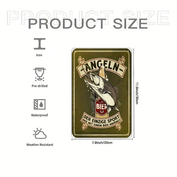 CIFbuy 1个复古钓鱼智慧铁皮招牌 8x12英寸 幽默啤酒标语 金属墙饰 复古铁质铭牌 无框装饰 适用于厨房卧室（TikTok, temu 自提物流）-5