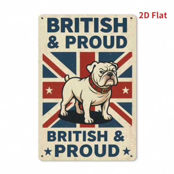 CIFbuy 英国骄傲犬金属墙饰，逼真英国品种犬艺术装饰，复古风格2D平面耐用金属牌匾，适用于家居（TikTok, temu 自提物流）-2