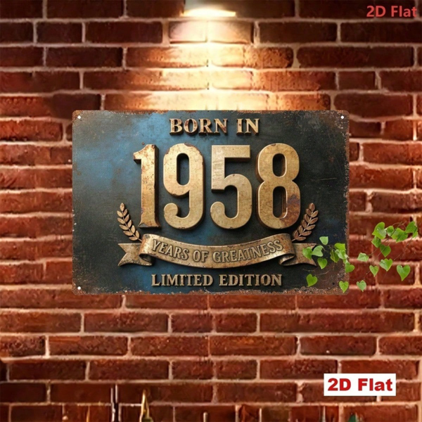 CIFbuy 1958年复古金属铁皮招牌，复古2D平板熨斗铭牌，“生于1958，成就非凡”限量版标语，7.87x11.81英寸墙面装饰 （TikTok, temu 自提物流）-4