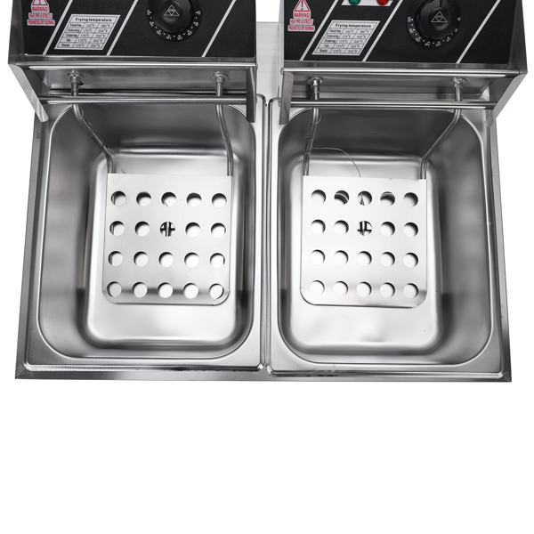 英规 IEF-82 220.00V 5000W 22.8QT/21.6L 电炸锅 银色 不锈钢 双缸-13