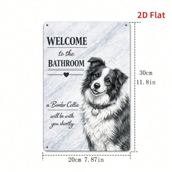 CIFbuy 2D 平面牧羊犬欢迎标志 复古印花墙饰 防水 乡村风格挂饰 装饰卫生间 家居 卧室（TikTok, temu 自提物流）-1