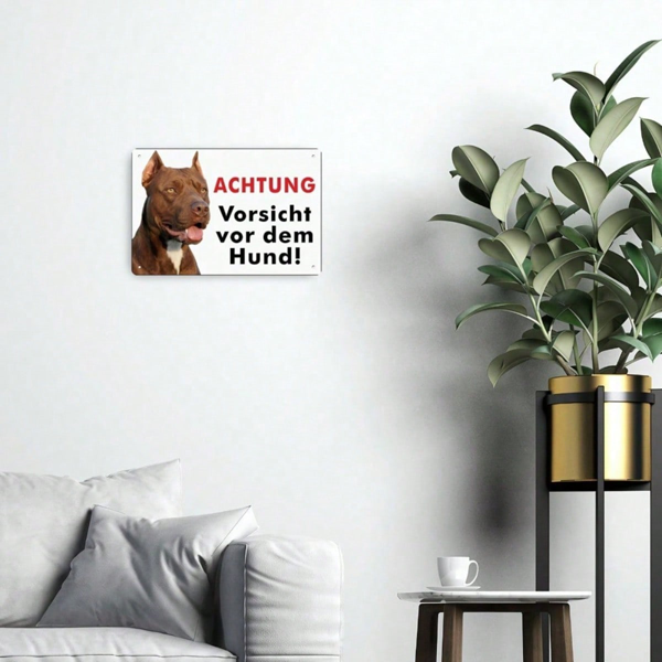 CIFbuy 1个斗牛犬当心狗铁皮招牌，8x12英寸防水金属墙饰，无框复合金属室内室外家居装饰牌（TikTok, temu 自提物流）-5