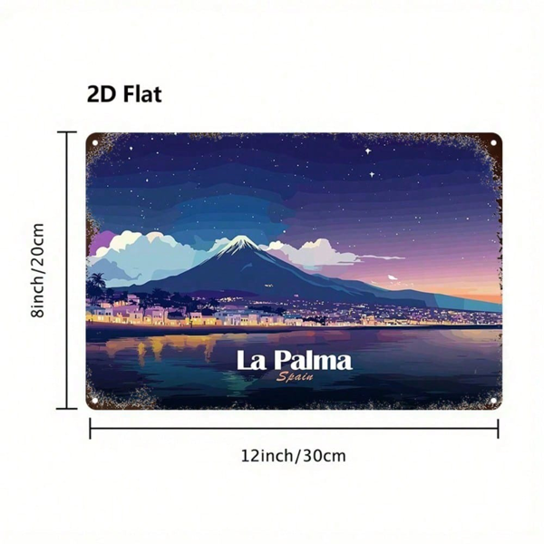 CIFbuy 1件 复古做旧金属招牌 晚上拉帕尔马，西班牙 8x12英寸 2D平面墙面装饰，适用于家庭、酒吧、咖啡馆、车库、餐厅装饰（TikTok, temu 自提物流）-2