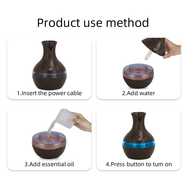 旅行办公两用便携式 USB 香薰扩香加湿器，300ml 紧凑型冷雾设计，舒缓干燥空气，配备 2 瓶香薰精油，非常适合汽车、桌面、卧室使用-5