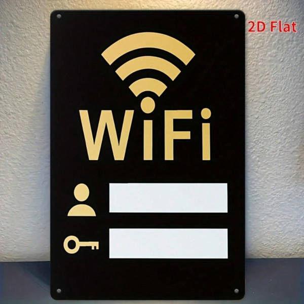 CIFbuy 复古WiFi 2D平面金属标牌 8x12英寸 复古铁质墙饰牌，带用户与钥匙图标，美学家居装饰（TikTok, temu 自提物流）-5