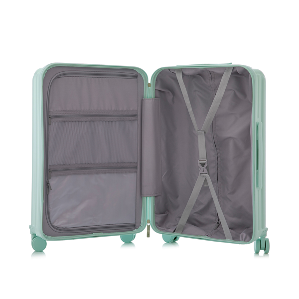 20"/24"/28" 3件套 ABS材质万向轮行李箱，可登机，带杯架、USB接口和手机支架（薄荷绿）-8