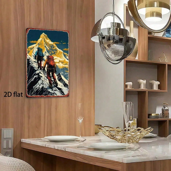 CIFbuy 1件 复古登山者雪山探险金属标牌，8x12英寸耐用锡板海报，复古户外探险墙饰A（TikTok, temu 自提物流）-2