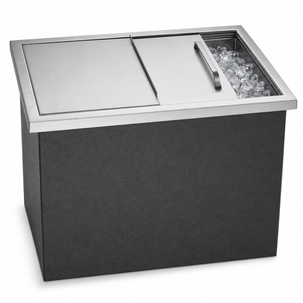 A1-不锈钢嵌入式冰柜 Drop-In Ice Chest, Stainless Steel Ice Storage Box with Sliding Lid and Drain Hose, Ice Bin for Chilled Wine, Beer, Beverage (22 x 17 x 12 Inches)-1