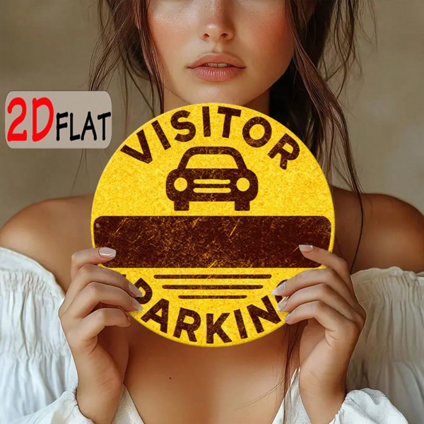 CIFbuy 2D 平面圆形铝制户外标牌 7.87×7.87 英寸，“7” 英寸，访客停车汽车标识墙面挂牌（TikTok, temu 自提物流）-7
