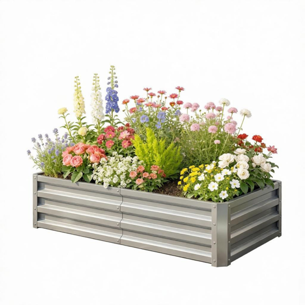 4'x 2'x 1'镀锌高架花园床-用于庭院草药园艺，坚固的金属花盆-2