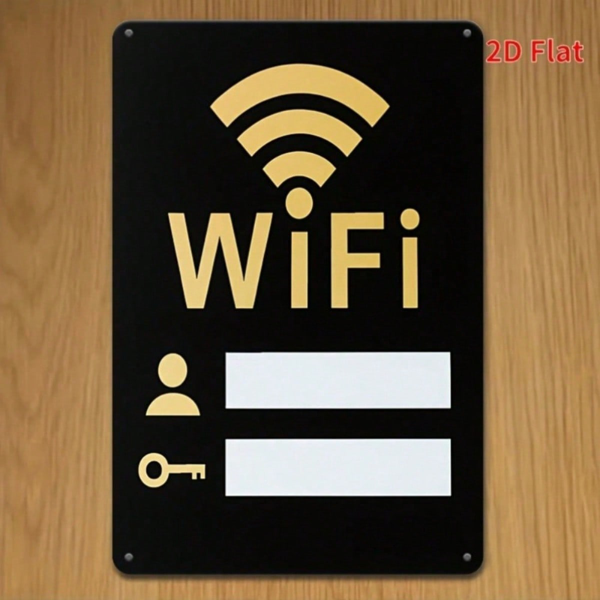 CIFbuy 复古WiFi 2D平面金属标牌 8x12英寸 复古铁质墙饰牌，带用户与钥匙图标，美学家居装饰（TikTok, temu 自提物流）-3