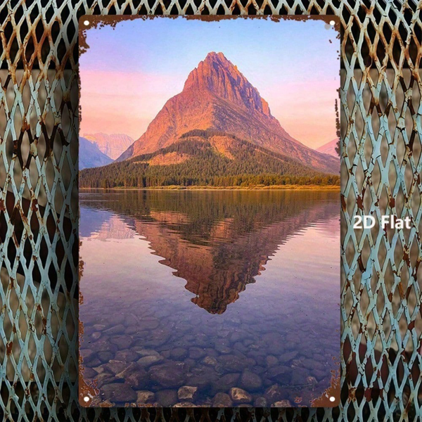 CIFbuy 山湖倒影金属标牌，8x12英寸装饰墙饰，耐用金属铭牌绘画，适用于卧室、厨房及家居装饰（TikTok, temu 自提物流）-3