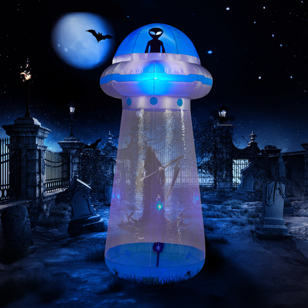 【替换81241045】8.8ft   飞碟UFO 可站人 4颗LED灯 万圣充气装饰 12V-9