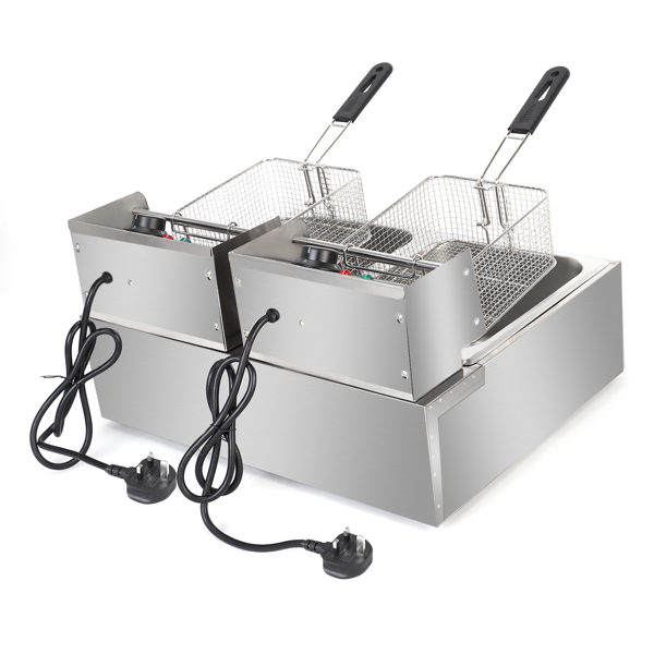 英规 IEF-82 220.00V 5000W 22.8QT/21.6L 电炸锅 银色 不锈钢 双缸-6