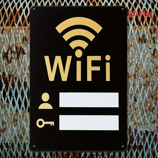 CIFbuy 复古WiFi 2D平面金属标牌 8x12英寸 复古铁质墙饰牌，带用户与钥匙图标，美学家居装饰（TikTok, temu 自提物流）-4