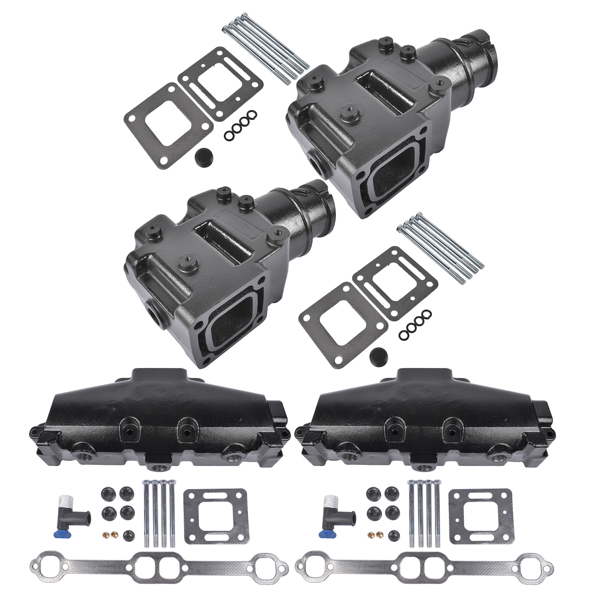 排气歧管 4pcs Manifold&Riser Kit 44354 860246 Fit for MerCruiser Wet Joint V6 V8 Early 80s-02-8