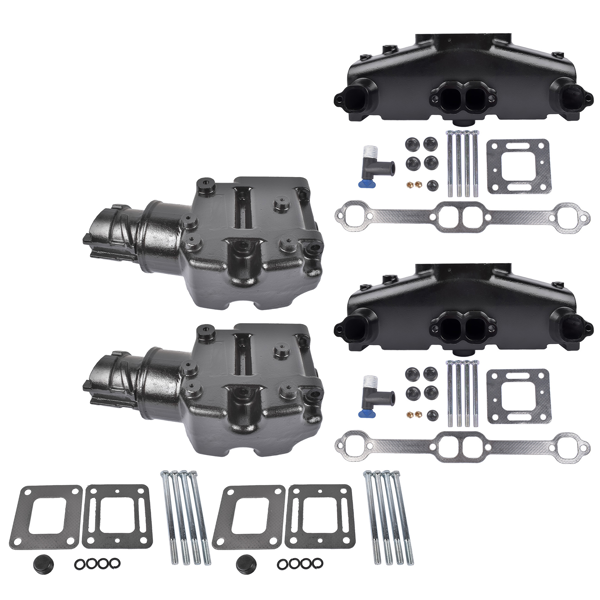 排气歧管 4pcs Manifold&Riser Kit 44354 860246 Fit for MerCruiser Wet Joint V6 V8 Early 80s-02-7
