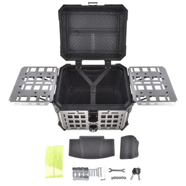 铝合金车尾箱 Aluminum Alloy 45L Motorcycle Tail Box w/Double Lock System Titanium w/Black Backrest-1