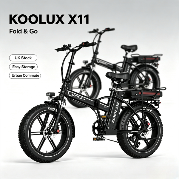 KOOLUX X11 750W 双电池折叠电动自行车 20×4.0 建大胖胎液压碟刹长续航电助力车 英国仓现货-1