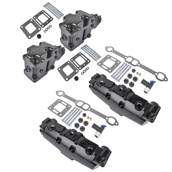 排气歧管 4pcs Manifold&Riser Kit 44354 860246 Fit for MerCruiser Wet Joint V6 V8 Early 80s-02-5