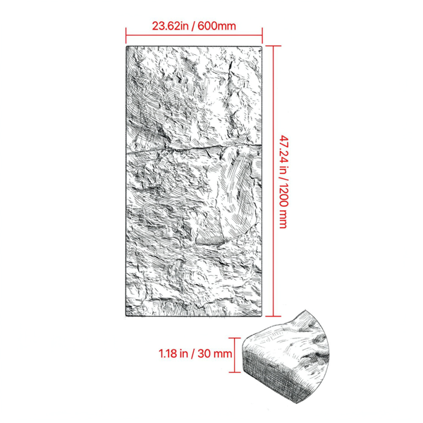 4件套48x24英寸PU石材3D墙板，覆盖面积32平方英尺，仿石外观，适合装饰墙壁和室内-3