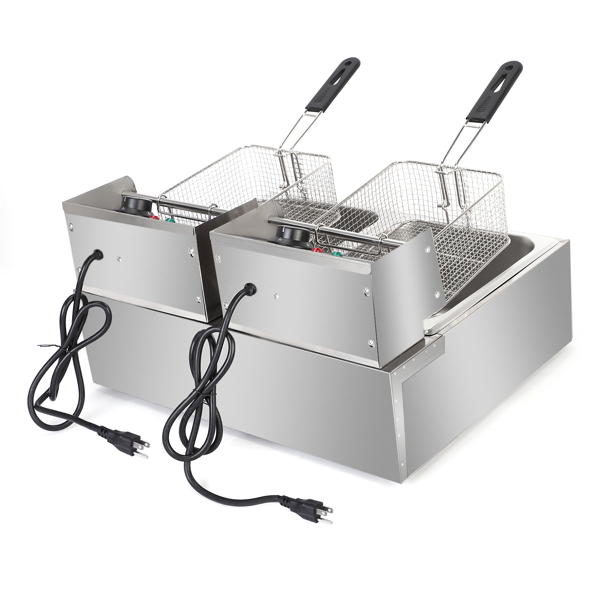 美规 EH82 110V 3400W 22.8QT/21.6L 电炸锅 银色 不锈钢 双缸/调温/UL电源线-22